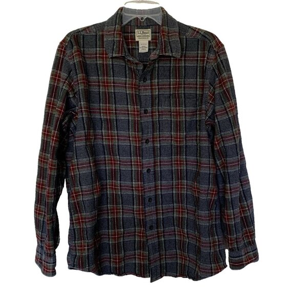 LL Bean Men's Medium Long Sleeve Cotton Flannel Shirt Traditional Fit Plaid - Picture 1 of 6